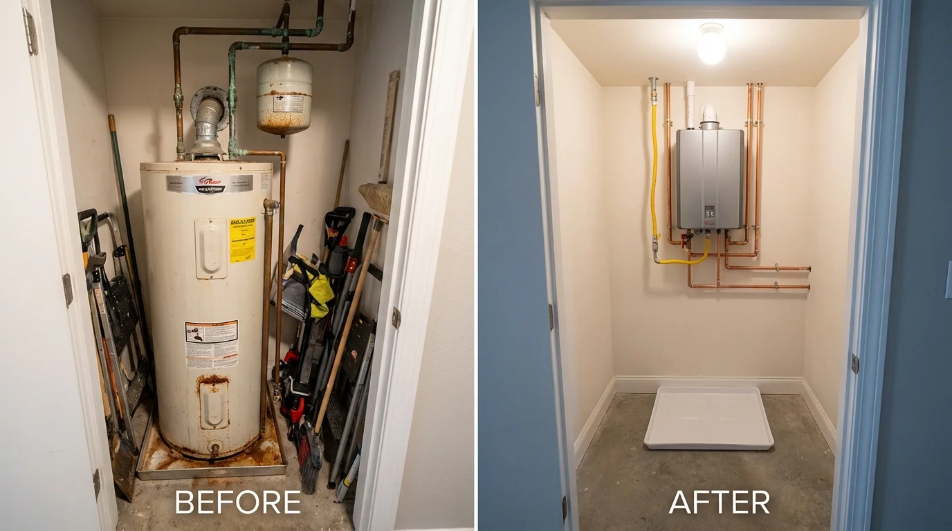 Tank water heater versus wall-mounted tankless unit comparison for Chanhassen, MN homeowners